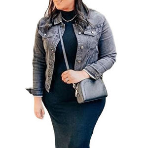 Vente en gros OEM Veste en jean de haute qualité pour femmes Jeans décontractés Respirant Coupe-vent Vestes personnalisées en tissu denim pour femmes - Product Image 6