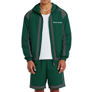 Conjunto Deportivo de 2 Piezas para Hombre, Chaqueta Cortavientos y Pantalones Cortos, 100% Algodón, Estampado, con Logotipo Bordado Personalizado, Ecológico, Venta al Por Mayor - Product Image 1