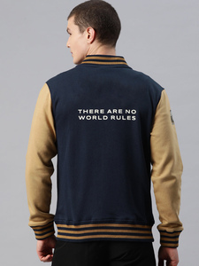 Nueva chaqueta Varsity azul marino de diseño de tendencia para hombres con 2 bolsillos laterales Letterman College Baseball Bomber chaqueta Varsity para hombres - Product Image 2