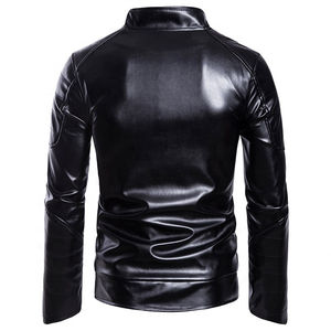 Vestes en cuir PU pour hommes à col zippé noir et rouge de haute qualité 2025 meilleur fournisseur OEM ODM - Product Image 5