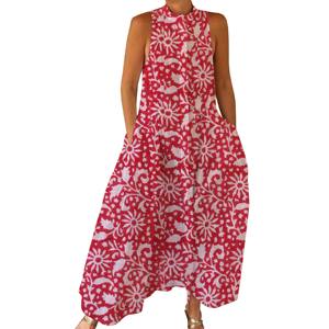 Monos Largos Exclusivos 2026 con Estampado a Mano, sin Mangas, Casuales, de Playa, Tallas Grandes para Mujer, para Primavera/Verano - Product Image 1