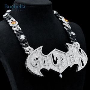 Superbe chauve-souris en argent 925 Hip Hop Moissanite Diamond avec nom personnalisé pendentif Bling bijoux cadeau pour lui - Product Image 3