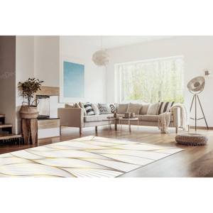 Alfombra Dorada a Rayas, Alfombra Dorada y Blanca, Alfombra Estampada, Alfombra de Chenilla - Product Image 4