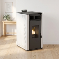 Poêle à granulés de bois PS-60 de style moderne, 6 kW, haute efficacité, avec télécommande, pour le chauffage intérieur des villas et appartements