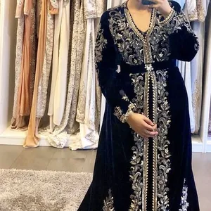 Đầm CAFTAN Mặc Dự Tiệc Tối Bằng NEW---TRENDY Đính Hạt Thủy Tinh Pha Lê Vàng, Đá, DABKA WORK @ 2023