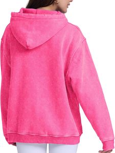 OEM Streetwear Heavy Washed Hoodie Vintage Mujeres Oversized Pullover con ácido de lavado de impresión de peso pesado personalizado French Terry Hoodie - Product Image 4