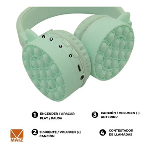 Casque Bluetooth à oreilles de chat Kawaii Pop It - Couleurs assorties - Product Image 5