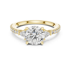 Anillo de Oro Blanco de 14K con Diamantes Cultivados en Laboratorio en Corte Trillón y Redondo |   Ropa de Oficina |   Diamante Cultivado Nuevo - Product Image 3