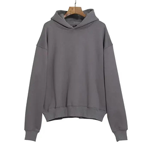 Sudadera con Capucha Extra Grande para Hombre, Color Sólido, Corte Regular, Tejido de Felpa Francesa, Estilo Casual para Otoño, Gris - Product Image 1