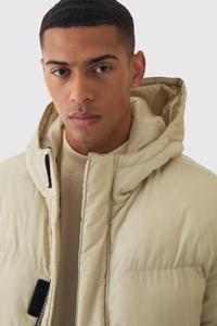Doudoune à capuche à la palangre de poche très exigeante en duvet écru coupe-vent personnalisé polyester hiver extérieur bulle vestes pour hommes - Product Image 3