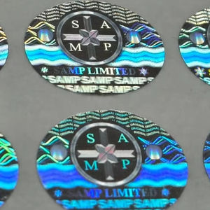 Etiqueta de Seguridad Holográfica Personalizable, Ovalada, Plateada, Anti-falsificación, Impermeable, a Prueba de Manipulación, para Marcas de Embalaje - Product Image 1