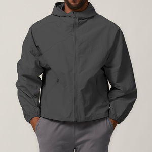 Hombres al aire libre con capucha rompevientos con cremallera de manga larga bolsillos senderismo Camping abrigo ocio traje deporte poliéster chaqueta de los hombres - Product Image 4