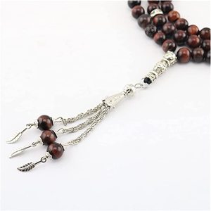 Chapelet de prière en pierre naturelle, forme ronde, 99 perles, tasbih musulman islamique, Allah masbaha - Product Image 3