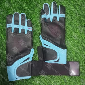 100% gants de frappeur de baseball doux professionnels en cuir véritable noir bébé bleu rose vif longue manchette conception ambidextre - Product Image 2