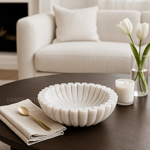 Cuenco con volantes de mármol de lujo, superventas, alta demanda, directo de fábrica, decoración elegante para el hogar, exhibición de dulces de frutas Premium, venta al por mayor - Product Image 5