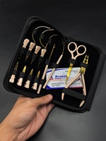 Kit d'outils professionnels pour extensions de cheveux brésiliens, comprenant des pinces à deux trous pour la pose de mèches, des outils pour cheveux Remy à double trame