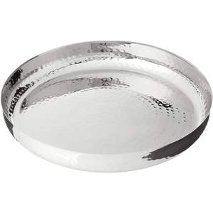 Bandeja Redonda de Aluminio Texturizado Hecha a Mano, Bandeja Decorativa de Metal Dorado con Asa Lateral, Plato Resistente para Hostelería y Catering - Product Image 5