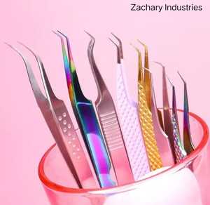 Gold <b>Colour</b> Eyelash Extension <b>Set</b> Tweezers Bundle Of 4 Beauty Tweezers False Eyelash Tweezer BY ZACHARY INDUSTRIES - Product Image 3