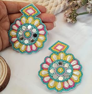Pendientes de Flores con Cuentas, Pendientes Personalizados con Múltiples Cuentas, Joyería Festiva para Mujer al Mejor Precio - Product Image 1