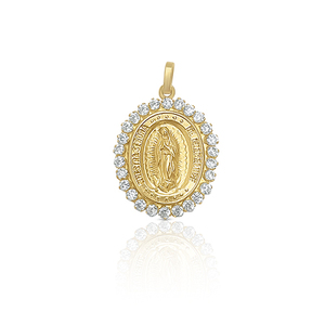Colgante de Oro Fino, Medalla de la Virgen de Guadalupe, Colección de Amuletos - Product Image 1
