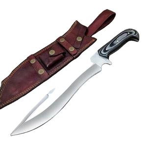 Cuchillo de caza PRESTIGE BLADES al por mayor, hecho a mano, de acero al carbono para cocina, con mango de micarta y funda de cuero genuino, espiga completa. - Product Image 1