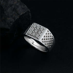 Anillo de Plata 925 para Hombre Zarkan con Diamantes Americanos, Bañado en Rodio, con Piedras de Corte Princesa y Ovalado, Estilo Hip Hop para Uso Diario - Product Image 1
