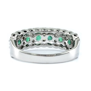 Bague de mariage demi-alliance en or blanc 18 carats de haute qualité, sertie de diamants émeraude, prix d'usine, classique, pour femmes - Product Image 3