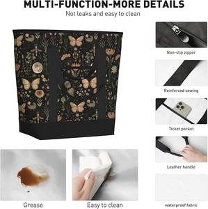 Sac isotherme réutilisable vintage tendance, écologique, robuste, avec bandoulière, grande capacité, en tissu Oxford, pour courses et repas - Product Image 4