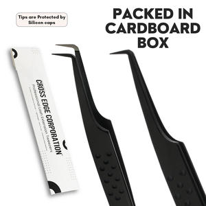 Pince à épiler professionnelle pour extensions de cils à pointe en fibre, courbée et droite, à pointe fine, à nano-pointe à 90 degrés, marque privée - Product Image 6