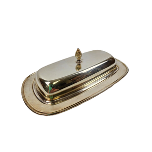 Plato de mantequilla de latón real con cúpula de buena calidad forma personalizada caja de mantequilla rectangular grande personalizada mejor venta - Product Image 2