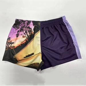 Usine Personnalisé 100% Polyester Rugby Footy Shorts Unisexe Broderie Logo Poches À Fermeture Éclair Sportswear Motif Shorts Pour Homme - Product Image 1