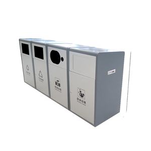 屋外金属4コンパートメント分類されたゴミ箱は公共の廃棄物を分別することができます廃棄物リサイクルビン - Product Image 2