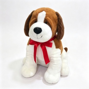 Peluche personnalisée Beagle, jouet en peluche chien doux avec nœud rouge, peluche chien marron et blanc - Product Image 4