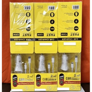 CACK4-เครื่องชาร์จในรถยนต์แบบ 2-in-1 พร้อมสายชาร์จสำหรับไอโฟน 12-24V - Product Image 1