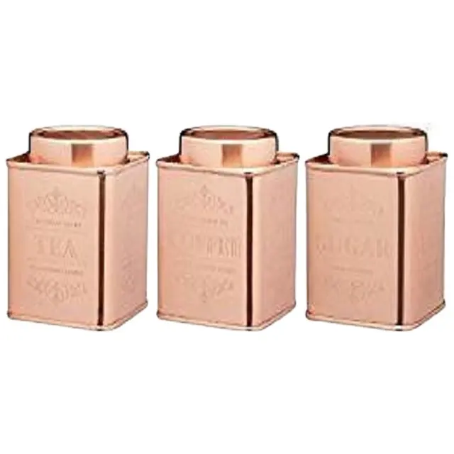 Cobre banhado brilhante canister conjuntos novos design decoração de luxo atacado melhor qualidade canister