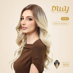 River-DWY Long Wavy Blonde Glueless Synthetic <b>Wig</b> Transparent Lace Front Free Part with Free Part and Lace Front Design - Product Image 5