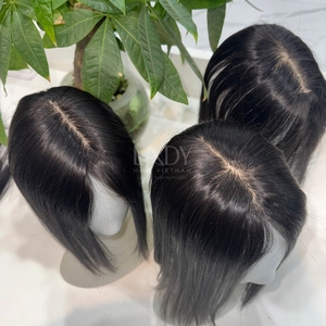 Cheveux humains 100% vrais cheveux humains vietnamiens, base en soie, topper en dentelle, frange droite, cheveux humains 2025 - Product Image 5