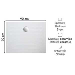 ถาดรองอาบน้ำเซรามิกสีขาวเดนเวอร์ 70X90 ความสูง 3 ซม. ประเภทสินค้า อ่างล้างหน้า - Product Image 2