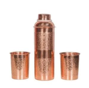 Botella de cobre grabada de diseñador Premium 1L Estilo clásico A prueba de fugas Apto para lavavajillas Regalo de negocios - Product Image 6