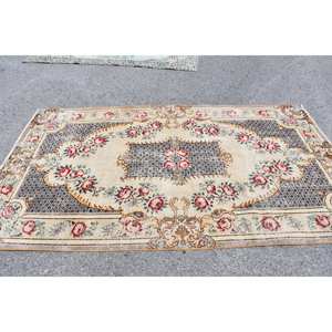 Clásico Beige y marrón 5,5 X 9.2ft Vintage Alfombra de lana turca estilo Tabriz diseño de retazos respaldo de látex para cabecera adolescente - Product Image 4