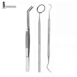 Kit d'examen dentaire primaire de 3 pièces en acier chirurgical réutilisable de qualité supérieure, instruments dentaires de diagnostic, poignée ergonomique manuelle - Product Image 3