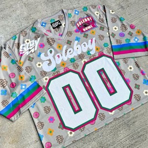 Venta al por mayor de diseño personalizado de fútbol americano Retro Mesh Jersey 100% poliéster totalmente sublimación impresa de secado rápido Anti-UV - Product Image 4