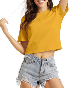 Women Crop Top <b>Shirts</b> <b>Ladies</b> Street Wear Women Short Sleeve Crop Top <b>t</b> <b>Shirts</b> Custom 100% Cotton Women <b>T</b>-<b>shirts</b> - Product Image 5
