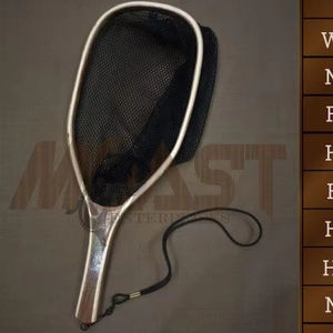 Filet d'atterrissage de pêche à la mouche en plein air Filet à truite Cadre en bois avec filet en caoutchouc Filet coulé à la main Thor Filet de pêche à la truite - Product Image 1