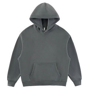 355G Heavy Washed <b>Vintage</b> Polyester / Cotton <b>Sweatshirt</b> Trendy Hooded Hoodie Front Logo <b>Oversized</b> Anti-Pilling for Adding Fleece - Product Image 2