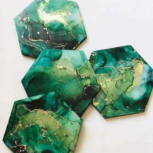 Posavasos de resina hechos a mano con esteras epoxi de remolino de mármol pastel ideales para mesa de cocina de oficina en casa y fines de regalo - Product Image 3