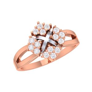 Bague en or rose 14 carats pour cadeau de fête de fiançailles de mariage. Fait pour les femmes - Product Image 1