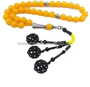 Tasbih 33 <b>Beads</b> Orange Resin Misbaha <b>Man</b> Turkish <b>Bracelet</b> Yellow Tassel Muslim Accessories - Product Image 1