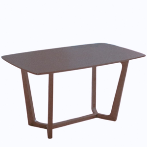 Table de salle à manger rectangulaire en bois mi-ton de meubles modernes avec de larges pieds en forme de U assemblés pour l'entrée à la maison - Product Image 1
