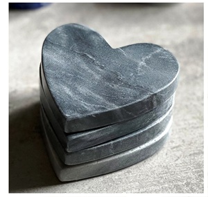 Hexa Brass Inlay White & <b>Gold</b> Marble Set of 4 Table Coaster Natural Wood and Marble Mango coaster Made in India - Product Image 3